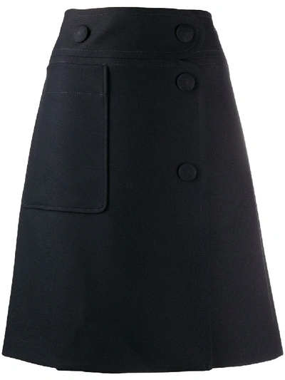Shop Stella Mccartney A-line Buttoned Skirt In Blue