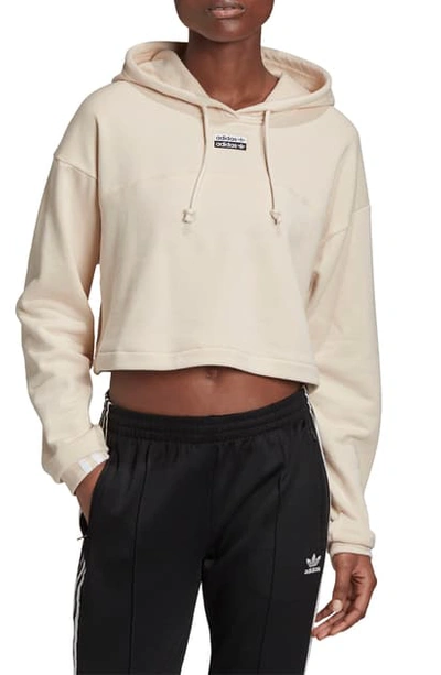 Shop Adidas Originals R.y.v. Cropped French Terry Hoodie In Linen
