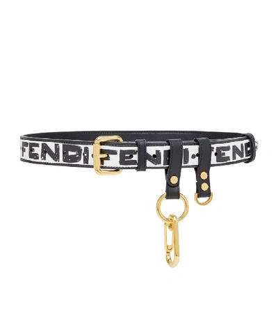 Shop Fendi X Joshua Vides Black And White Logo Belt In Black/white