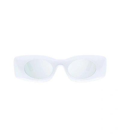 Shop Loewe White Smoke Mirror Rectangular Sunglasses