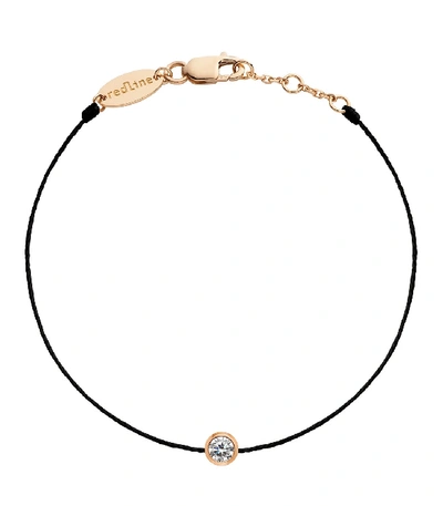 Shop Redline Pure Diamond Black Cord Bracelet In Rosegold
