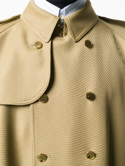 Shop Gucci Double-breasted Belted Trench Coat In Neutrals
