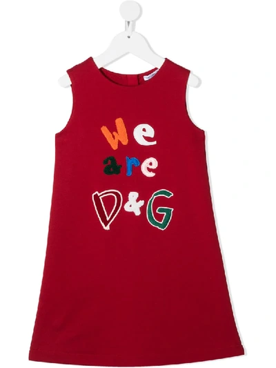 Shop Dolce & Gabbana We Are D&g-print Dress In Red