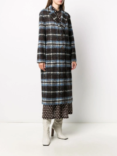 Shop Antonelli Checkered Single-breasted Coat In Blue