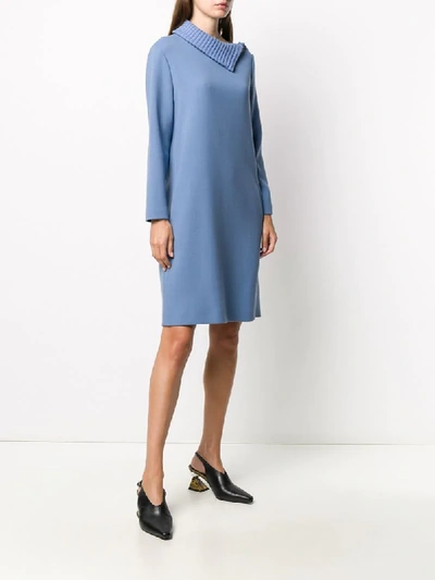 Shop Antonelli Split-collar Shift Dress In Blue