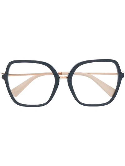 Shop Valentino Oversized Frame Glasses In Blue