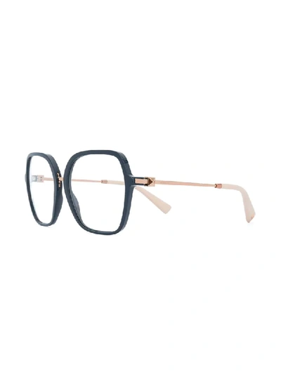 Shop Valentino Oversized Frame Glasses In Blue