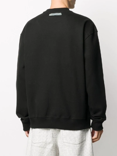 Shop Ader Error Tape Logo Cotton Sweatshirt In Black