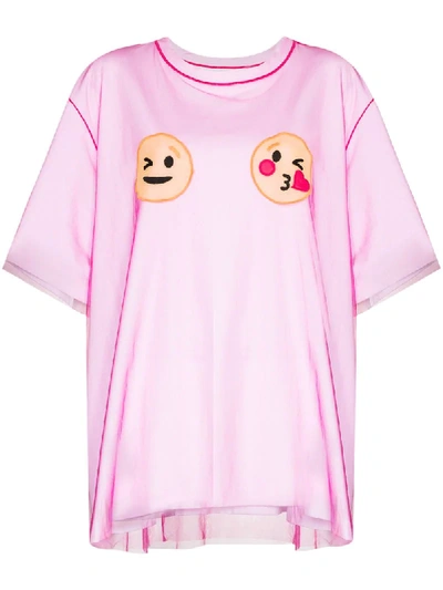 Shop Viktor & Rolf Smiley Face Layered-look T-shirt In Pink