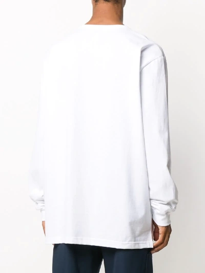 Shop Lanvin Long-sleeve Logo Print T-shirt In White
