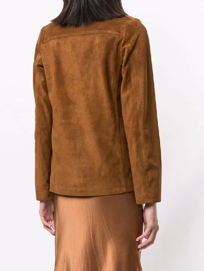 Shop Nili Lotan Suede Leather Jacket In Brown