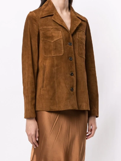 Shop Nili Lotan Suede Leather Jacket In Brown