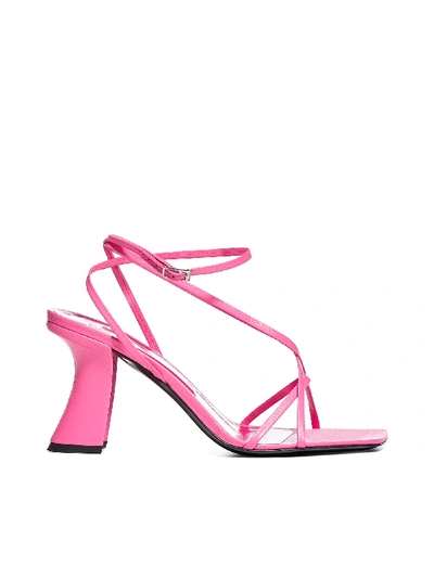 Shop By Far Kersti Leather Sandals In Hot Pink