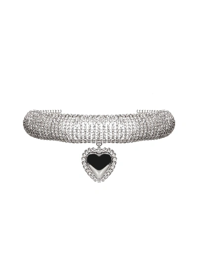 Shop Alessandra Rich Necklace In Cry Silver