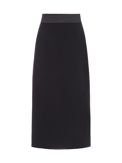 Shop Dolce & Gabbana Jersey Midi Pencil Skirt In Nero