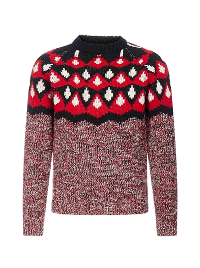Shop Prada Intarsia-motif Virgin Wool And Cashmere Sweater In Nero Rosso