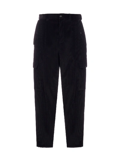 Shop Dolce & Gabbana Corduroy Cargo Pants In Nero