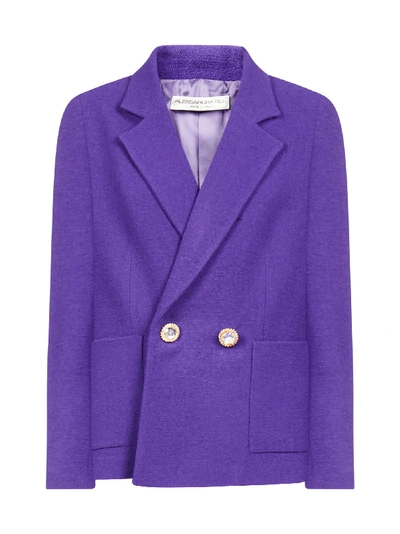 Shop Alessandra Rich Virgin Wool Double-breasted Blazer In Purple