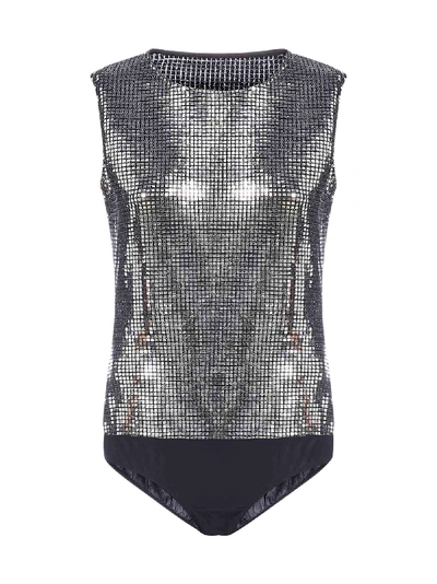 Shop Mm6 Maison Margiela Sequins Bodysuit In Silver