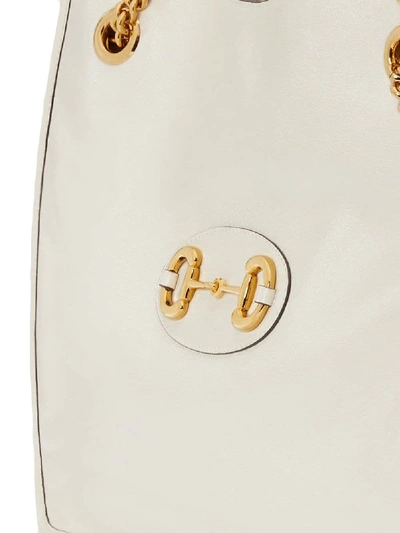 Shop Gucci Horsebit Leather Shopping Bag In White