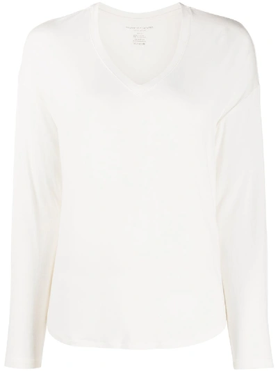 Shop Majestic V-neck Sweater In White