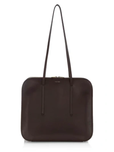 Shop The Row Women's Siamese Leather Shoulder Bag In Dark Chocolate