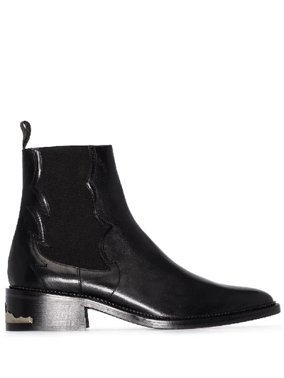 Shop Toga Virilis Western Leather Ankle Boots In Black