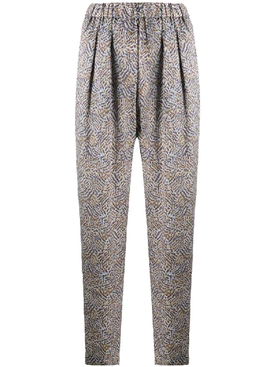 Shop Forte Forte Floral Silk Trousers In Blue