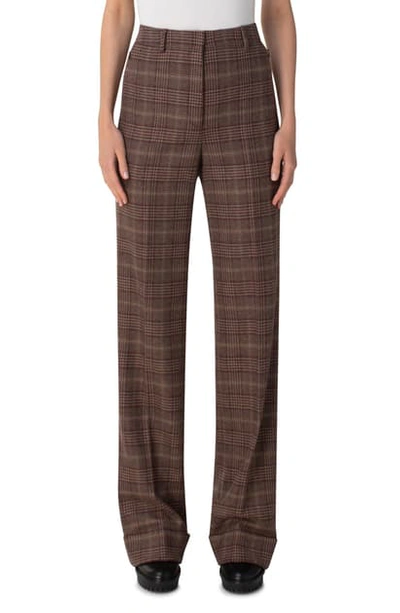 Shop Akris High Waist Straight Leg Cashmere Pants In Plum Camel