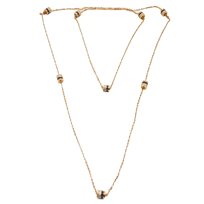 Pre-owned Boucheron Quatre Classique Three Tone Gold & Diamond Long Necklace