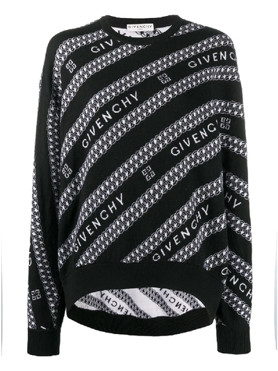 Shop Givenchy Logo Diagonal Stripe Knitted Jumper In Black