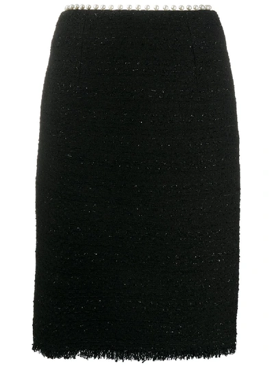 Shop Giambattista Valli Pearl-embellished Pencil Skirt In Black
