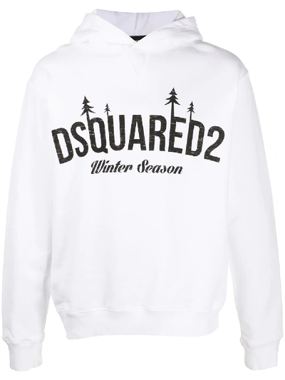 Shop Dsquared2 Logo Print Hoodie In White