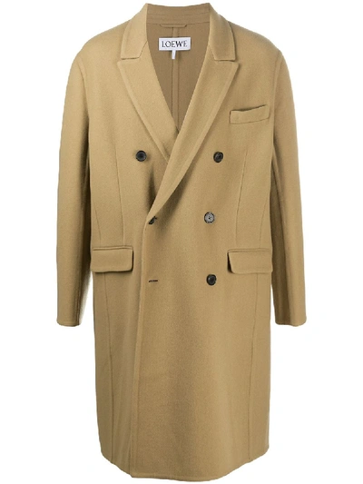 Shop Loewe Double-breasted Coat In Neutrals