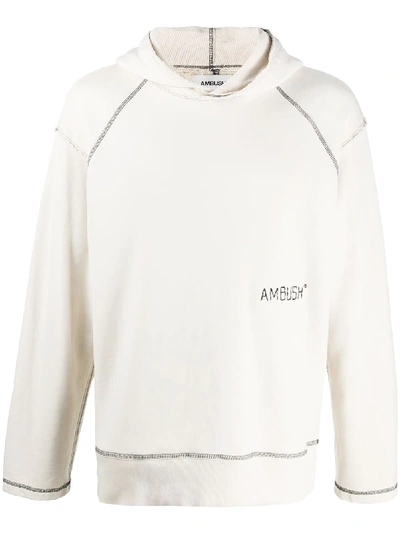 Shop Ambush Stitch-logo Hoodie In White