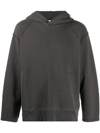 Ambush Embroidered Logo Raglan Sleeves Hoodie In Grey