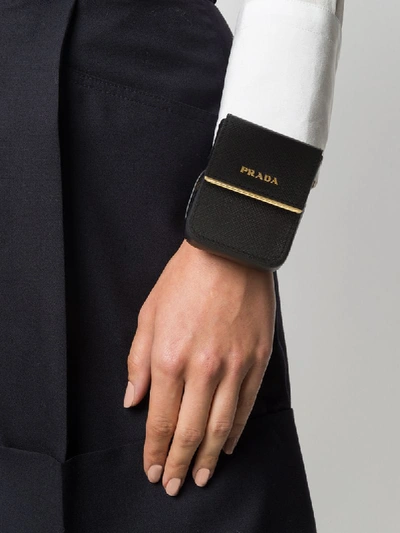 Shop Prada Pouch Bracelet In Black