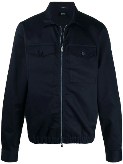 Shop Hugo Boss Zipped Two-pocket Jacket In Blue