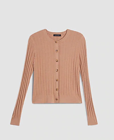 Shop Ann Taylor Ribbed Ann Cardigan In Rich Camel