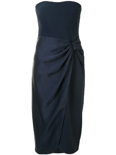 Simkhai Spencer Combo Strapless Wrap Dress In Blue