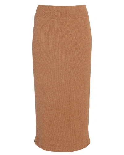 Shop Enza Costa Rib Knit Midi Skirt In Brown