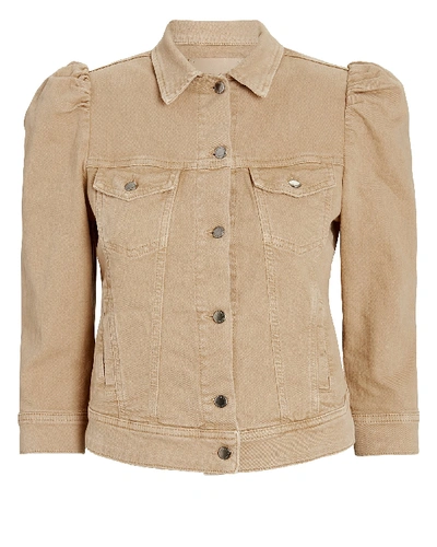 Shop Retroféte Ada Cropped Denim Jacket In Camel Brown