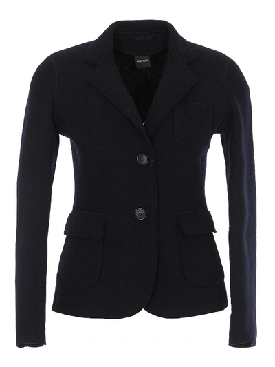 Shop Aspesi Wool Blazer In Dark Blue