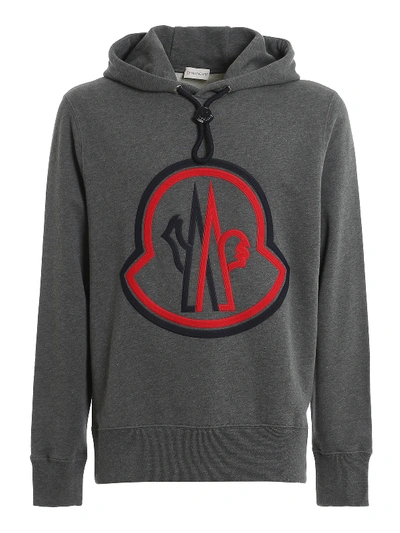 Shop Moncler Embroidered Maxi Logo Sweatshirt In Grey