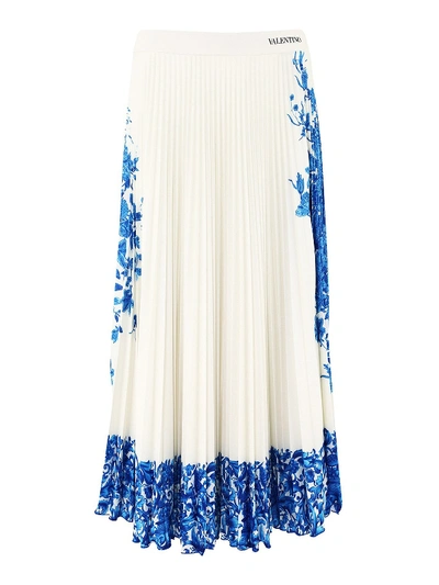 Shop Valentino Bluegrace Composition Print  Midi Skirt In White