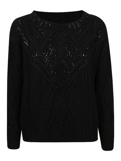 Shop Ermanno Scervino Cable-knit Wool Blend Sweater In Black