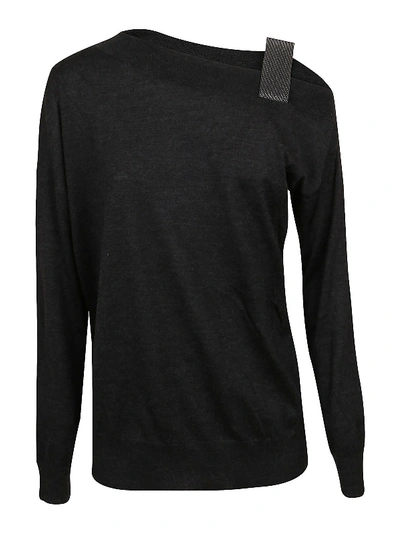 Shop Brunello Cucinelli Embellished Strap Sweater In Dark Grey