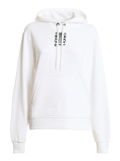 Shop Burberry Poulter Cotton Hoodie In White