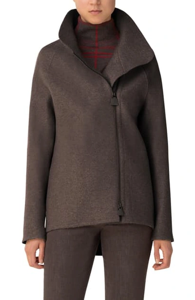 Shop Akris Cashmere Jersey Jacket In Taupe