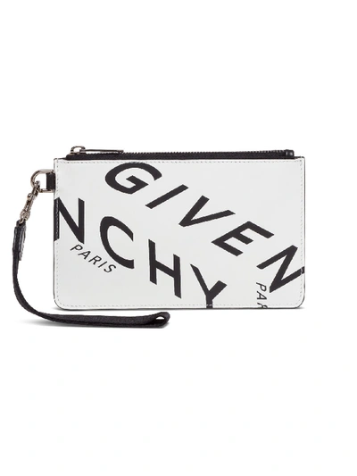 Shop Givenchy Refracted Logo Print Clutch In White